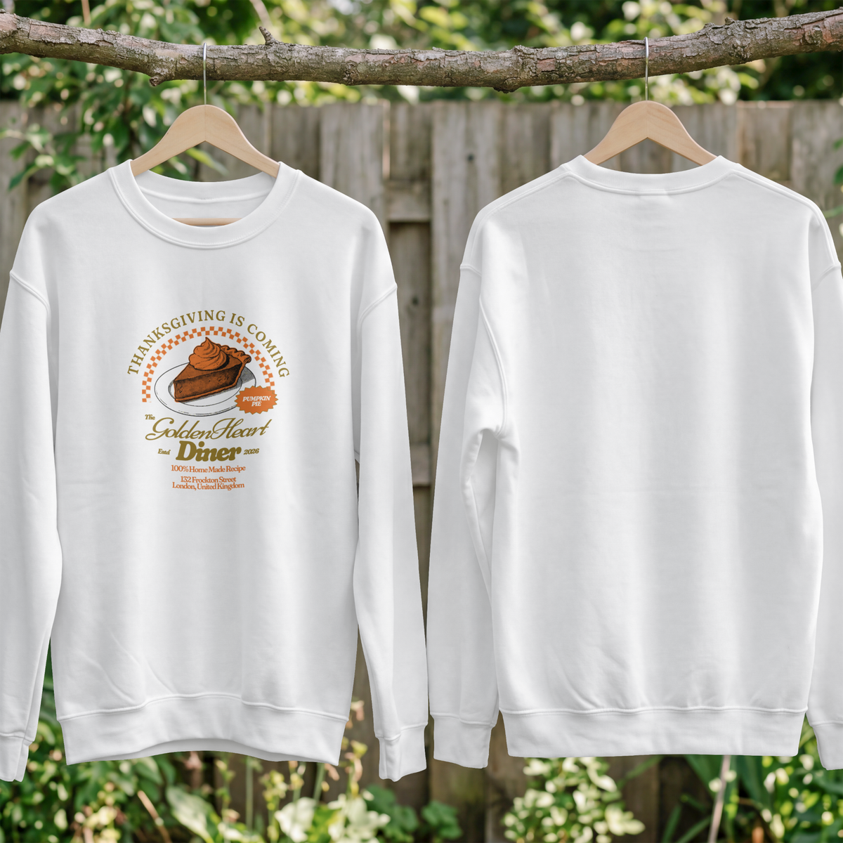 Thanksgiving Is Coming Pumpkin Pie Diner Crewneck Sweatshirt