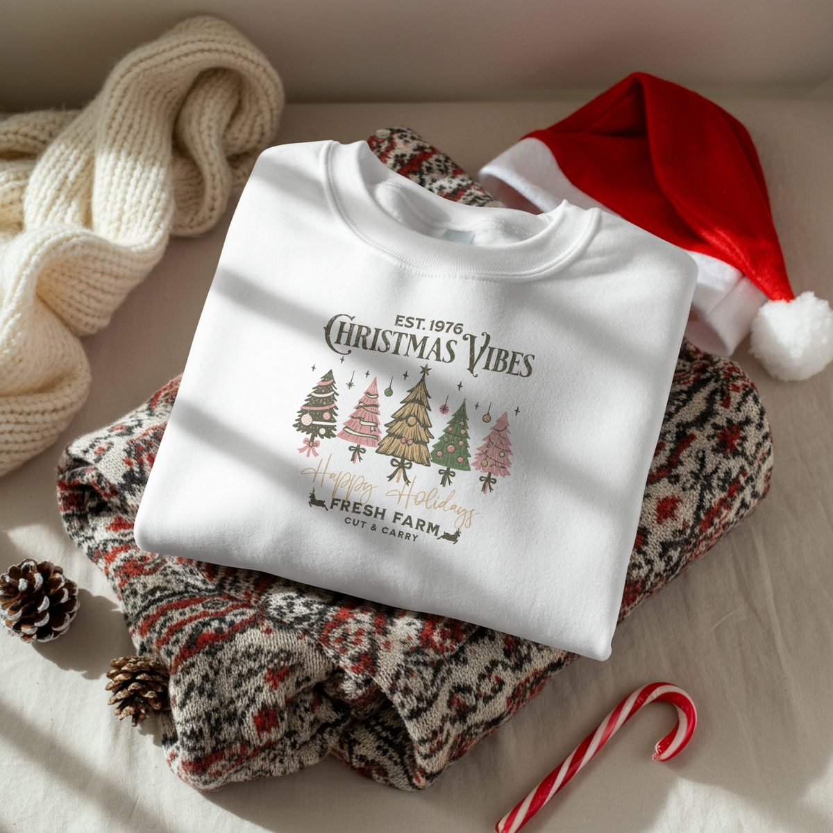 Christmas Vibes Fresh Farm Christmas Tree Sweatshirt