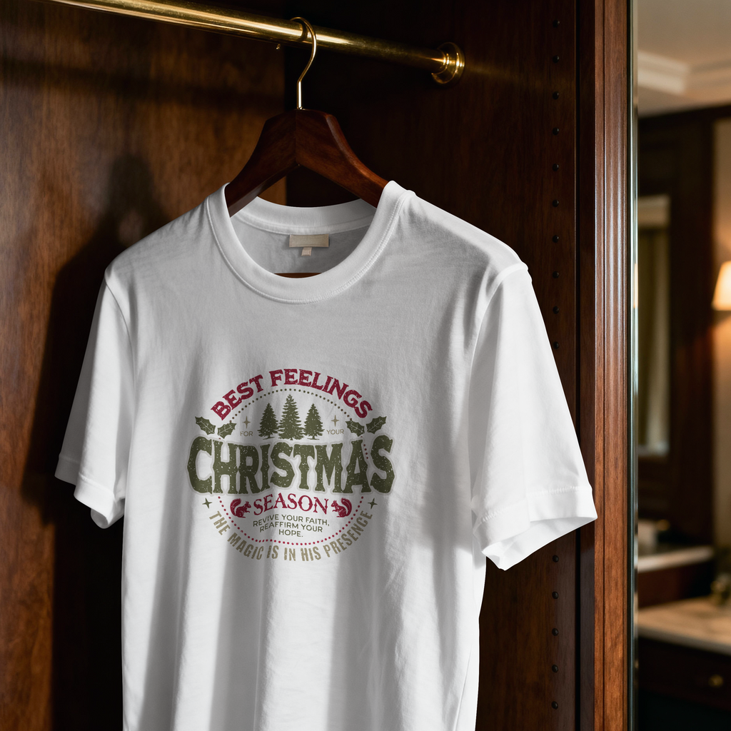 Christmas Season T-Shirt – "Best Feelings" Holiday Graphic Tee